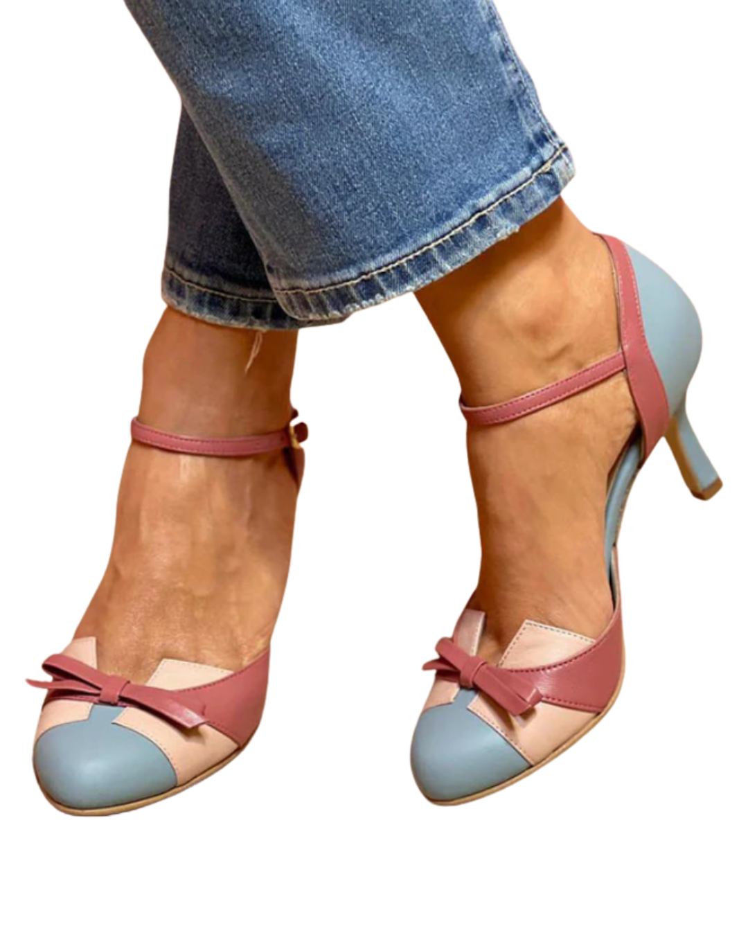 Bellarosa | Farbenfrohe Sandalen mit Schleife und Riemchen, runde Spitze