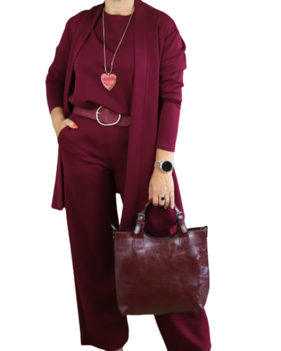 Hannelore | 3-teiliges Set mit langem Cardigan, elegantem Komfort und vielseitigem Stil für alle Gelegenheiten