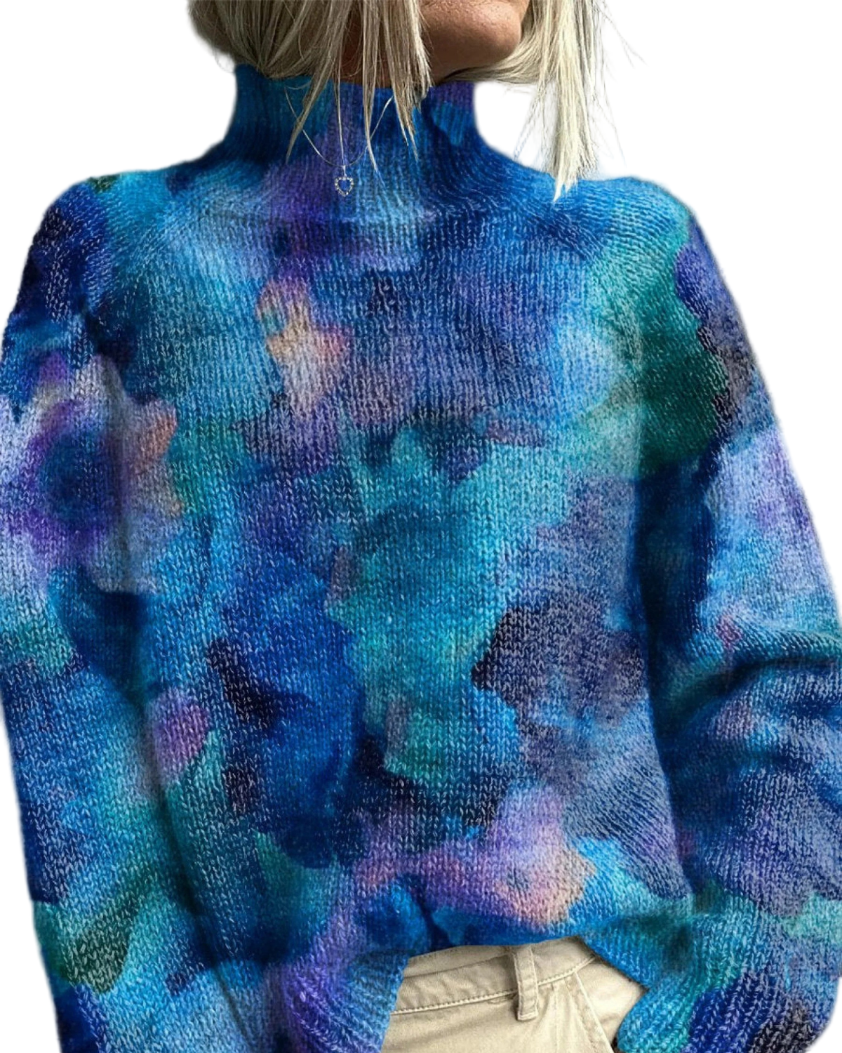 Clara | Rollkragenpullover mit abstraktem Wasser-Blumen-Design