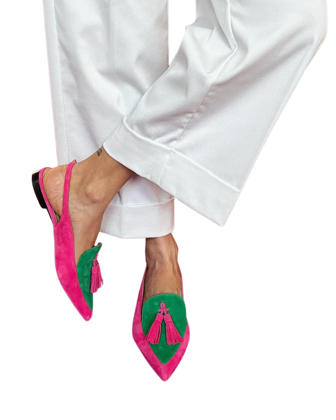 Frendessa | Bunte Ballerinas mit Fransen und einem dekorativen Riemchen am Knöchel