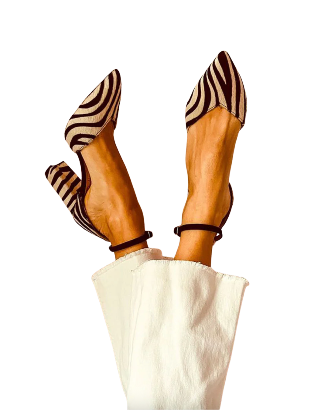 Zebrina | Sandalen mit mittlerem Absatz, Riemchen und Zebradruck