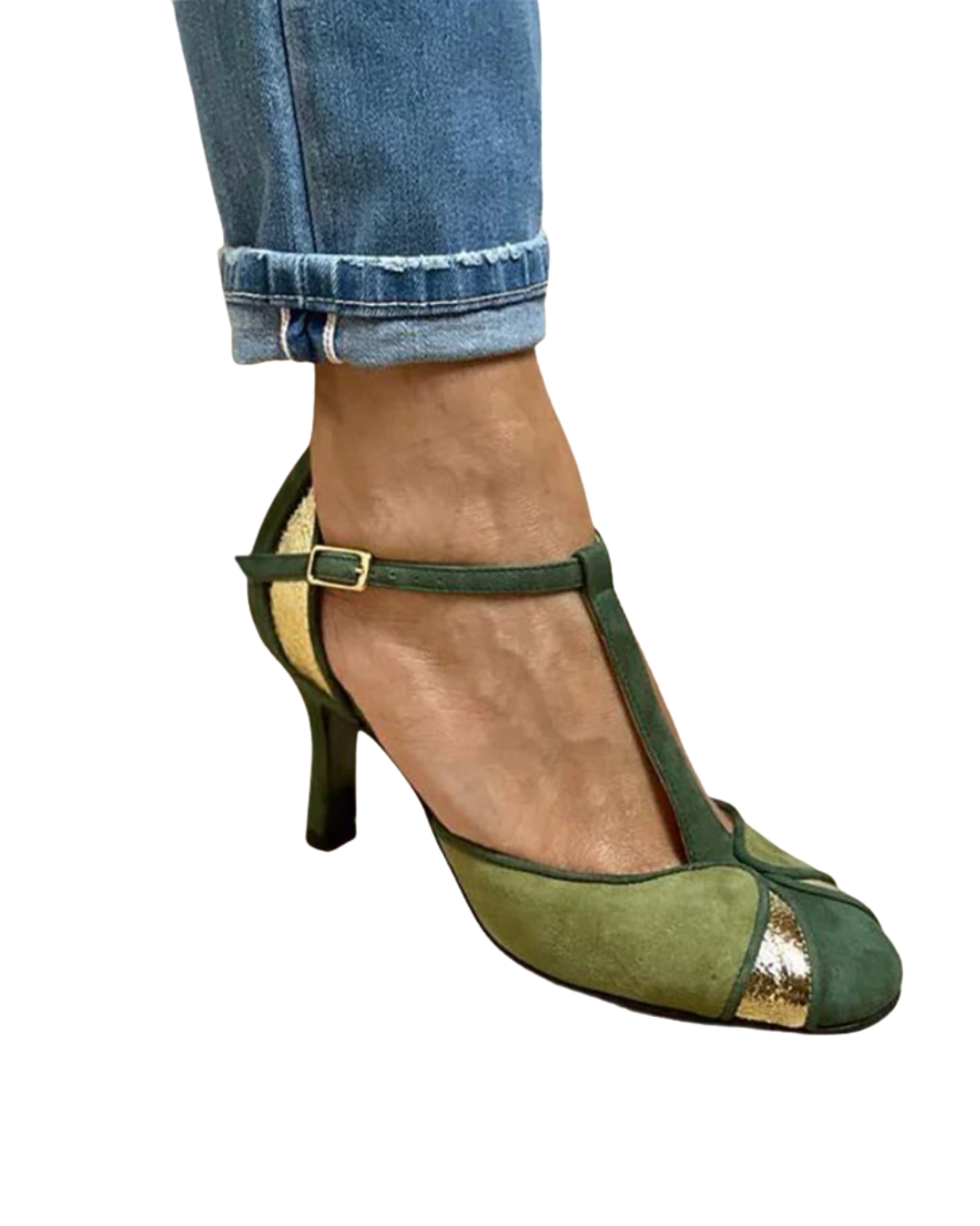 Taviana | Patchwork-Pumps mit T-Riemchen und geschlossener Spitze