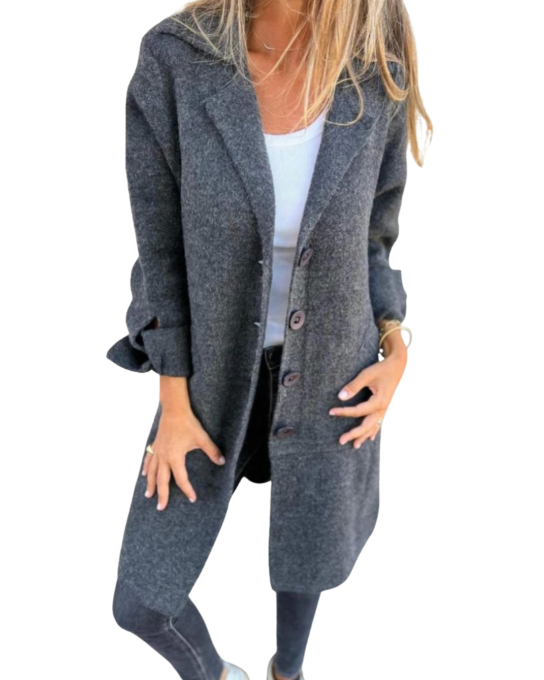 Maila | Lässiger langer Mantel mit Schößchen