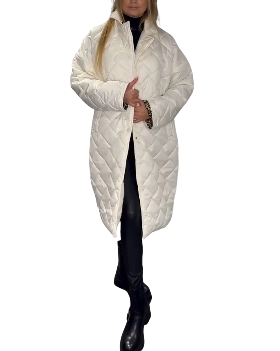 Svenja | Steppmantel mit Leopardenfutter