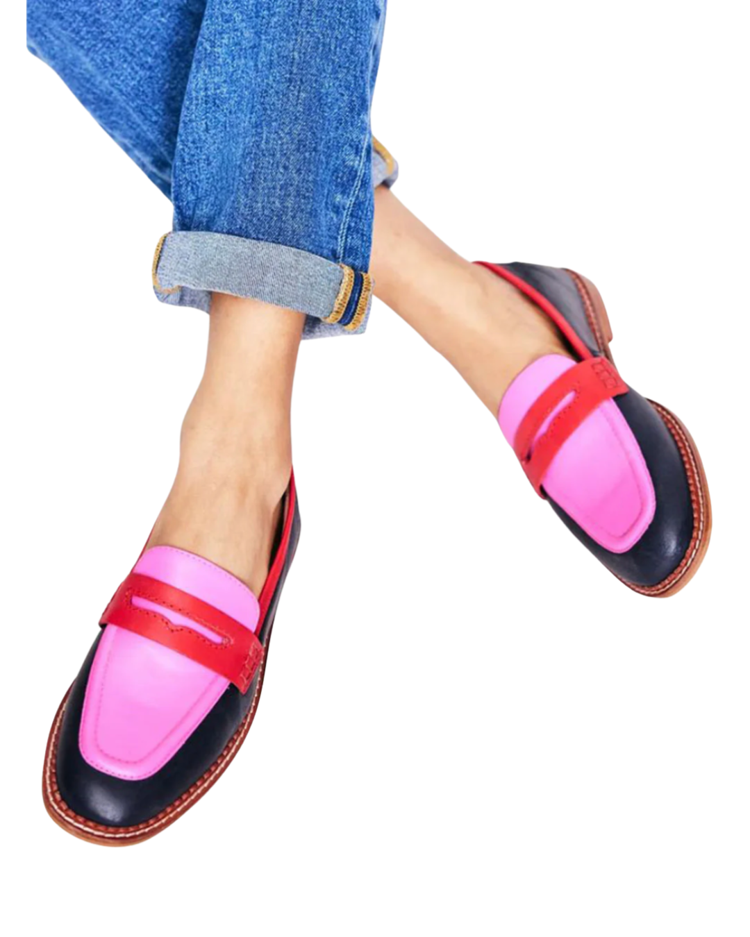 Lunessa | Schwarze Mokassins mit farbigem Akzent