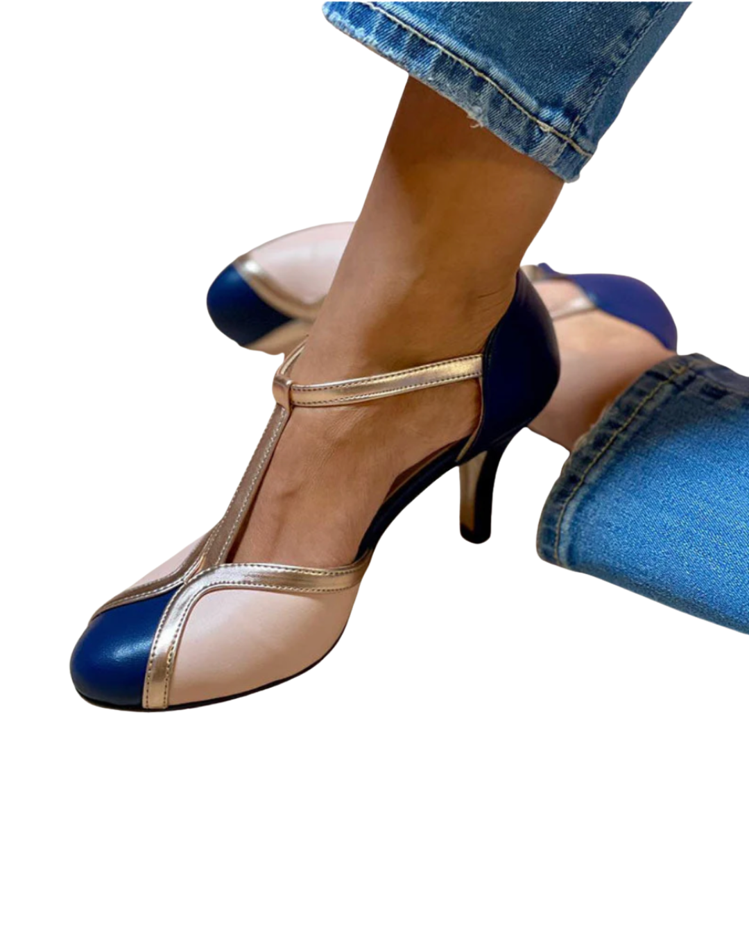 Alessia | Farbige, bequeme Pumps mit T-Riemchen und runder Spitze