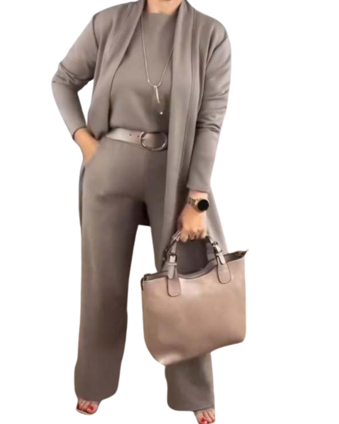 Hannelore | 3-teiliges Set mit langem Cardigan, elegantem Komfort und vielseitigem Stil für alle Gelegenheiten