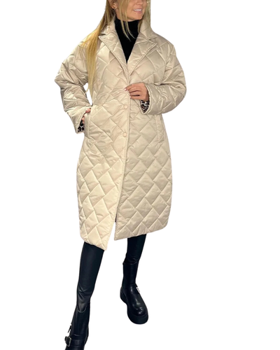 Svenja | Steppmantel mit Leopardenfutter