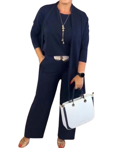 Hannelore | 3-teiliges Set mit langem Cardigan, elegantem Komfort und vielseitigem Stil für alle Gelegenheiten