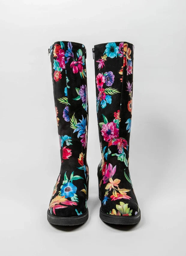 Theresa | Gefütterte Stiefel mit Absatz und verstellbarem Schaft – Naturleder