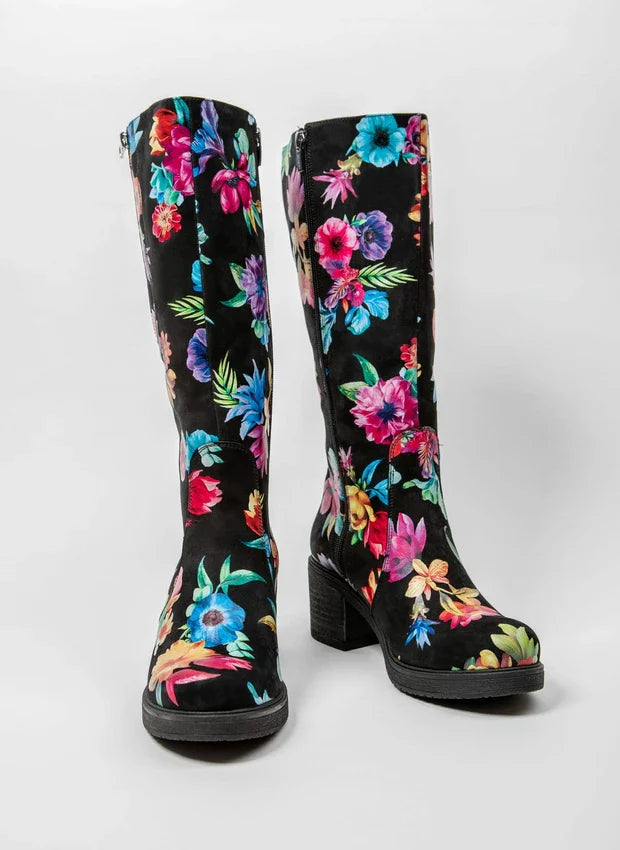 Theresa | Gefütterte Stiefel mit Absatz und verstellbarem Schaft – Naturleder