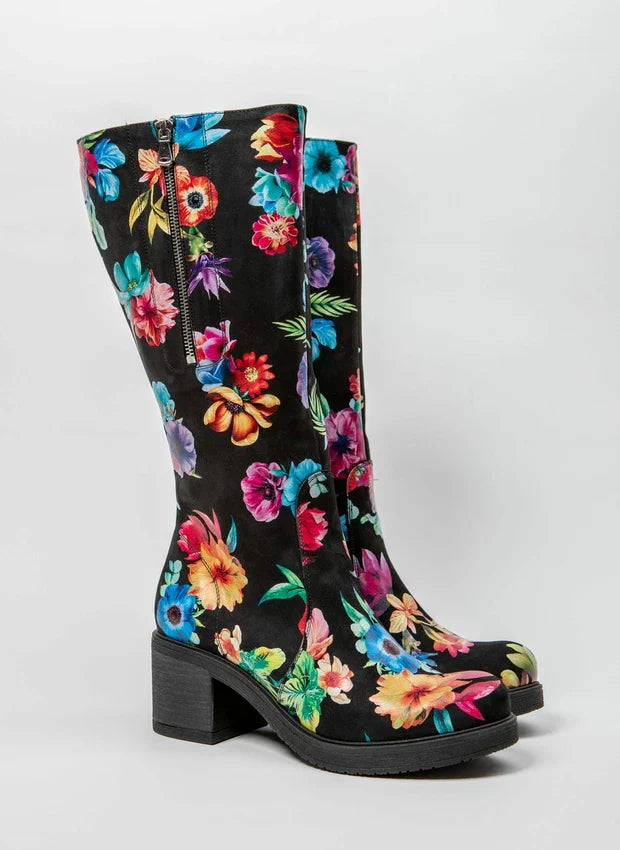 Theresa | Gefütterte Stiefel mit Absatz und verstellbarem Schaft – Naturleder