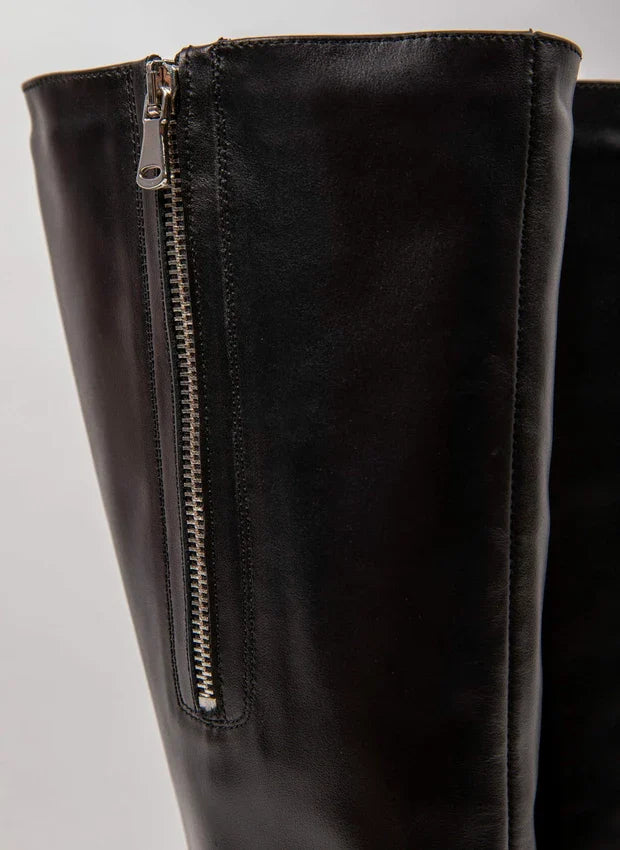 Theresa | Gefütterte Stiefel mit Absatz und verstellbarem Schaft – Naturleder