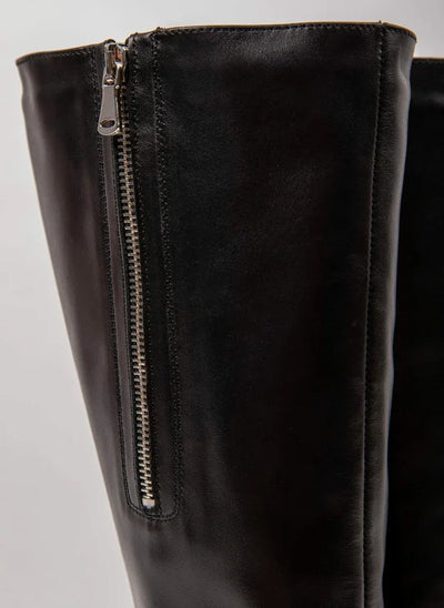 Theresa | Gefütterte Stiefel mit Absatz und verstellbarem Schaft – Naturleder