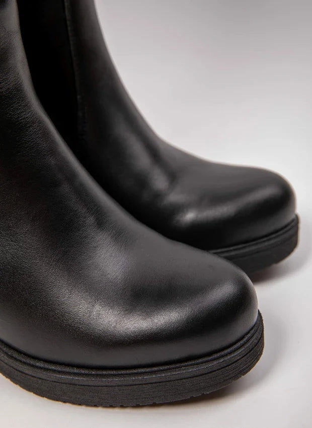 Theresa | Gefütterte Stiefel mit Absatz und verstellbarem Schaft – Naturleder