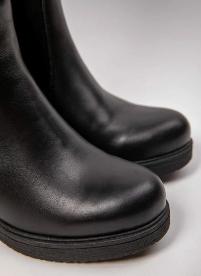 Theresa | Gefütterte Stiefel mit Absatz und verstellbarem Schaft – Naturleder