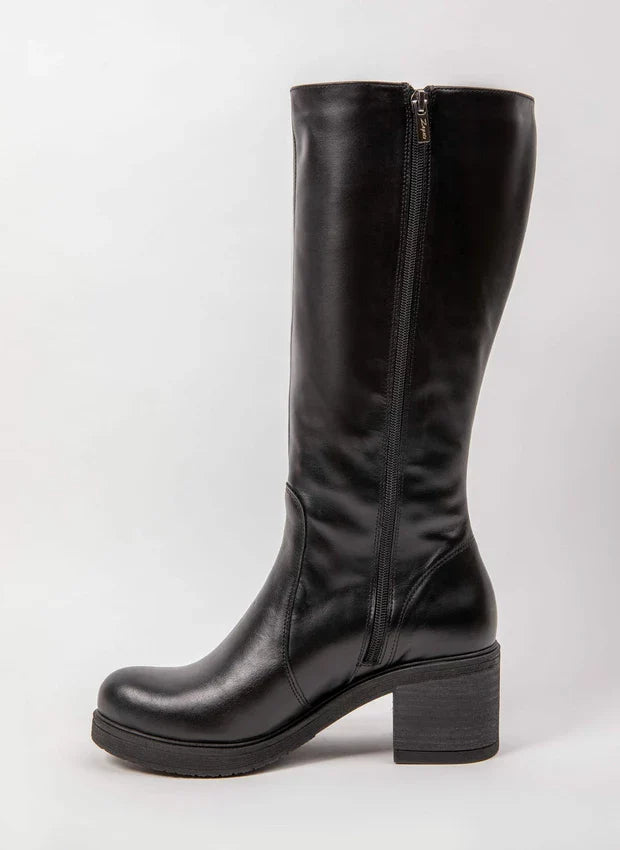 Theresa | Gefütterte Stiefel mit Absatz und verstellbarem Schaft – Naturleder