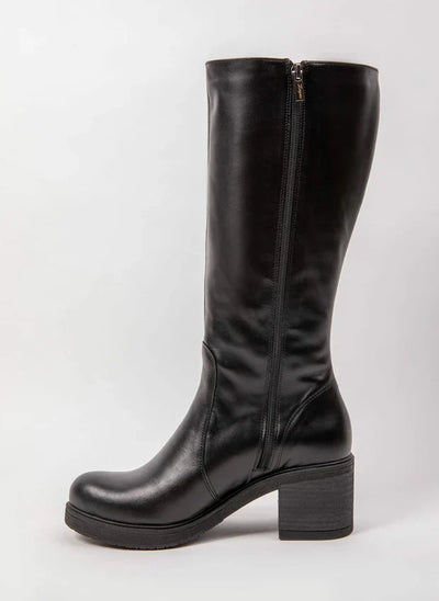 Theresa | Gefütterte Stiefel mit Absatz und verstellbarem Schaft – Naturleder