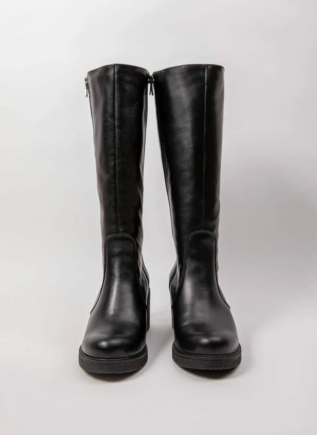 Theresa | Gefütterte Stiefel mit Absatz und verstellbarem Schaft – Naturleder