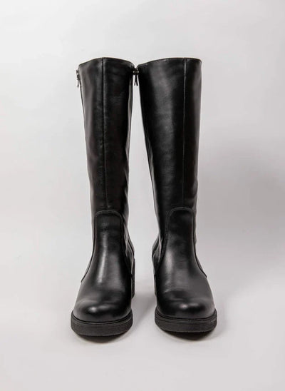 Theresa | Gefütterte Stiefel mit Absatz und verstellbarem Schaft – Naturleder