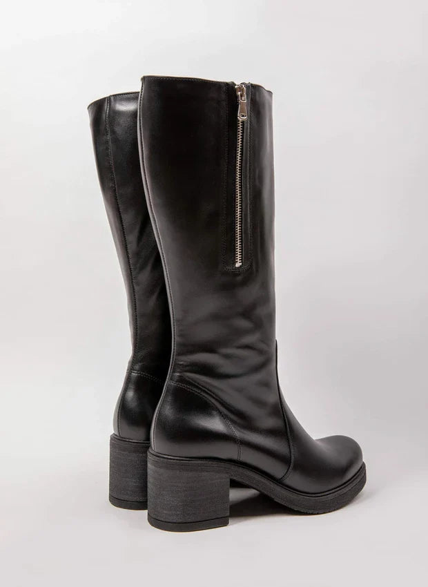 Theresa | Gefütterte Stiefel mit Absatz und verstellbarem Schaft – Naturleder