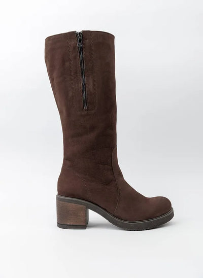 Theresa | Gefütterte Stiefel mit Absatz und verstellbarem Schaft – Naturleder