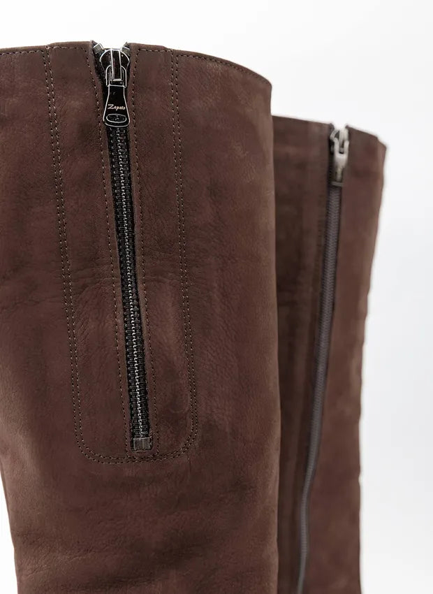 Theresa | Gefütterte Stiefel mit Absatz und verstellbarem Schaft – Naturleder