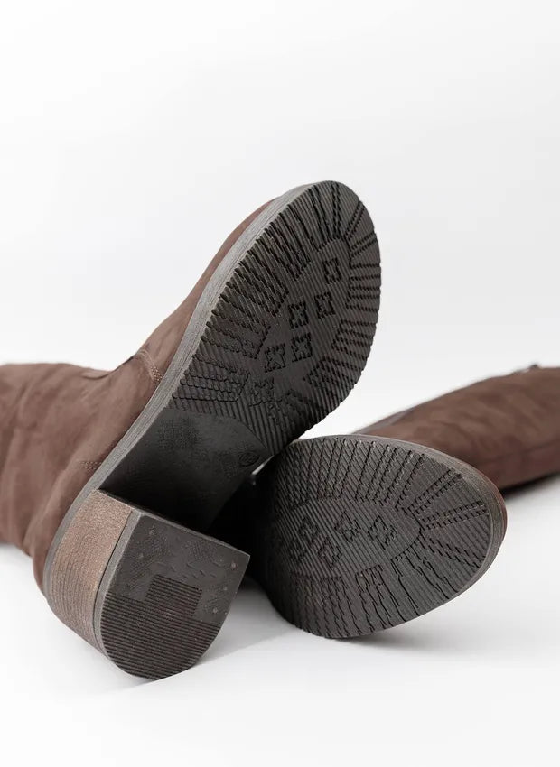 Theresa | Gefütterte Stiefel mit Absatz und verstellbarem Schaft – Naturleder