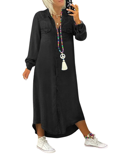 Lina - Langärmliges Maxikleid aus Denim