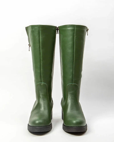 Theresa | Gefütterte Stiefel mit Absatz und verstellbarem Schaft – Naturleder