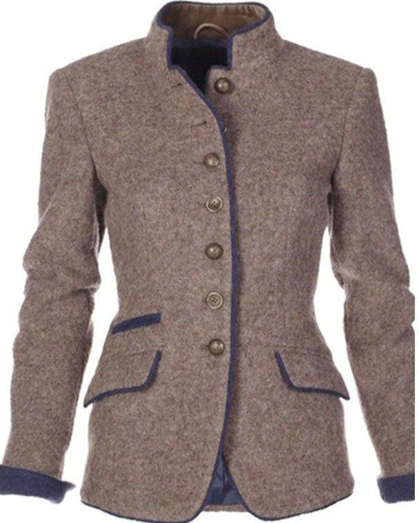 Noir | Elegante Strickjacke mit hohem Kragen