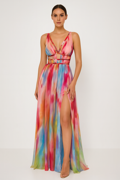 Freya | Maxikleid mit Malerei-Print