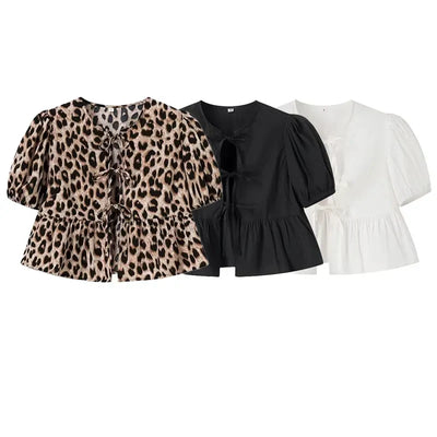 Meggy | Elegante Peplum-Bluse mit Schleife vorn