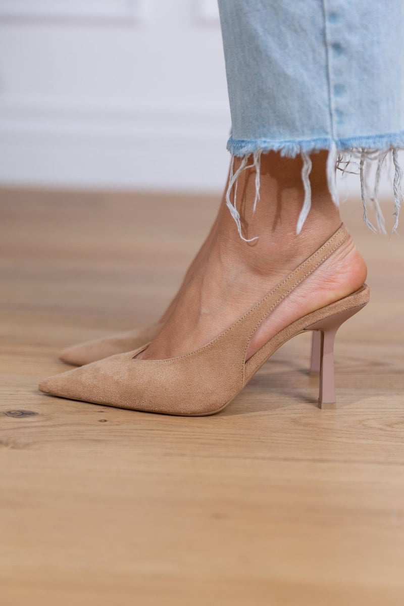 Marlena | Nudefarbene Slingback-Pumps mit schmalem Absatz