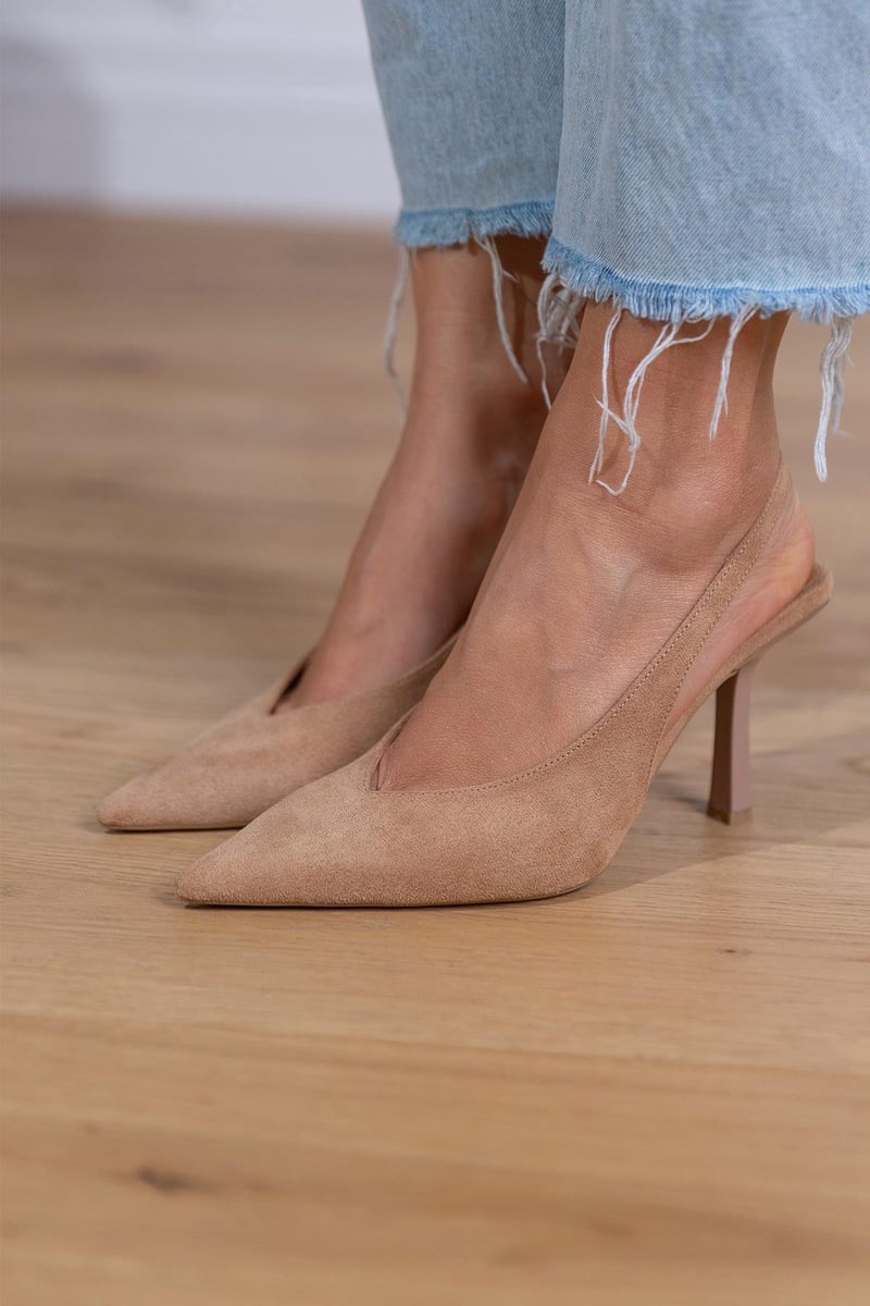 Marlena | Nudefarbene Slingback-Pumps mit schmalem Absatz